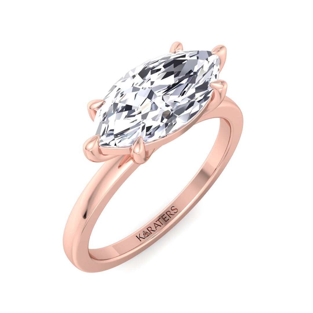Marquise Cut Lab Grown Diamond East West Solitaire Engagement Ring