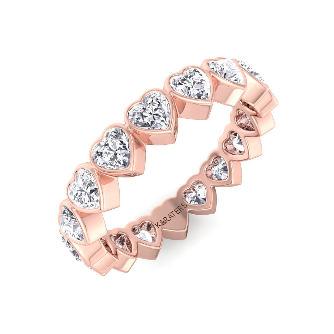 Bezel Set Heart Shape Lab Grown Diamond Eternity Band