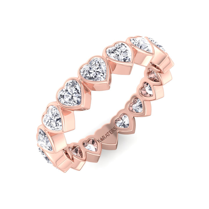 Bezel Set Heart Shape Lab Grown Diamond Eternity Band