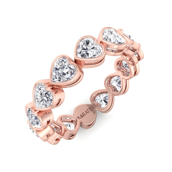 Bezel Set Heart Shape East to West Lab Grown Diamond Eternity Band