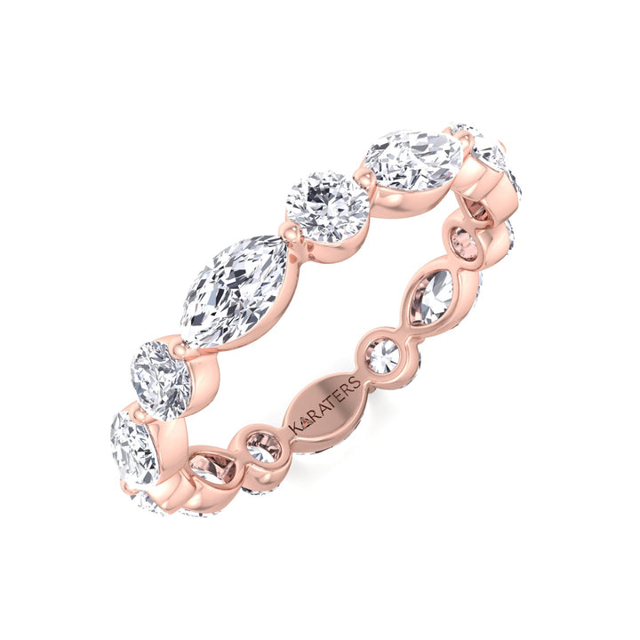 Round and Marquise Shape Lab Grown Diamond Eternity Band