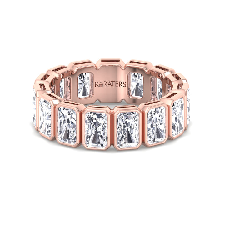Bezel Set Radiant Shape Lab Grown Diamond Eternity Band Rose Gold