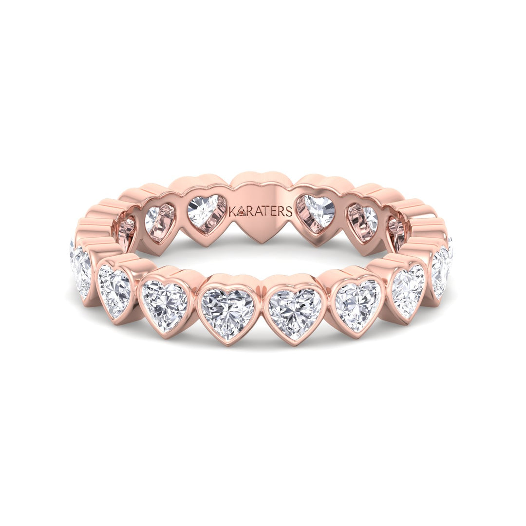 Bezel Set Heart Shape Lab Grown Diamond Eternity Band