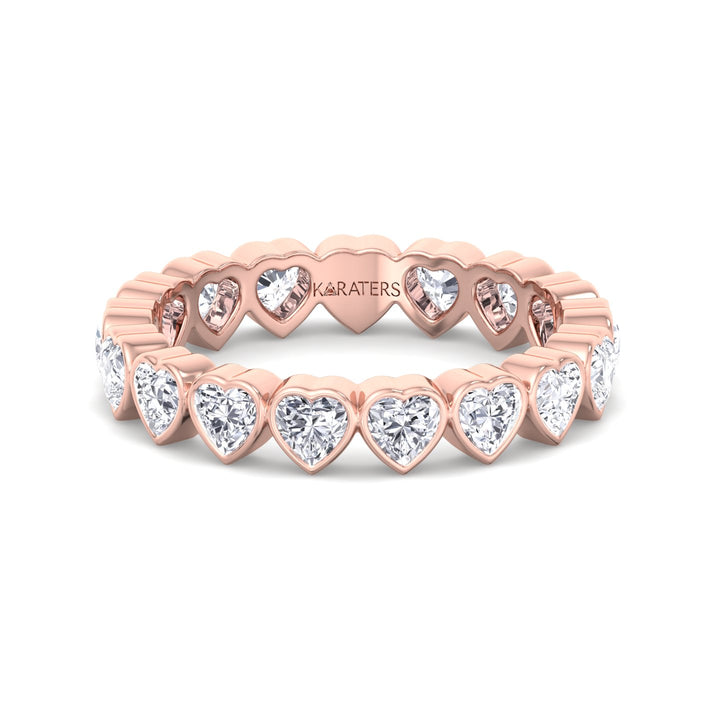 Bezel Set Heart Shape Lab Grown Diamond Eternity Band