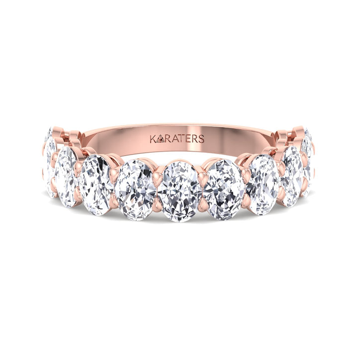 Llívia-Oval Lab Rose Gold Diamond Semi/Halfway Eternity Band, Front