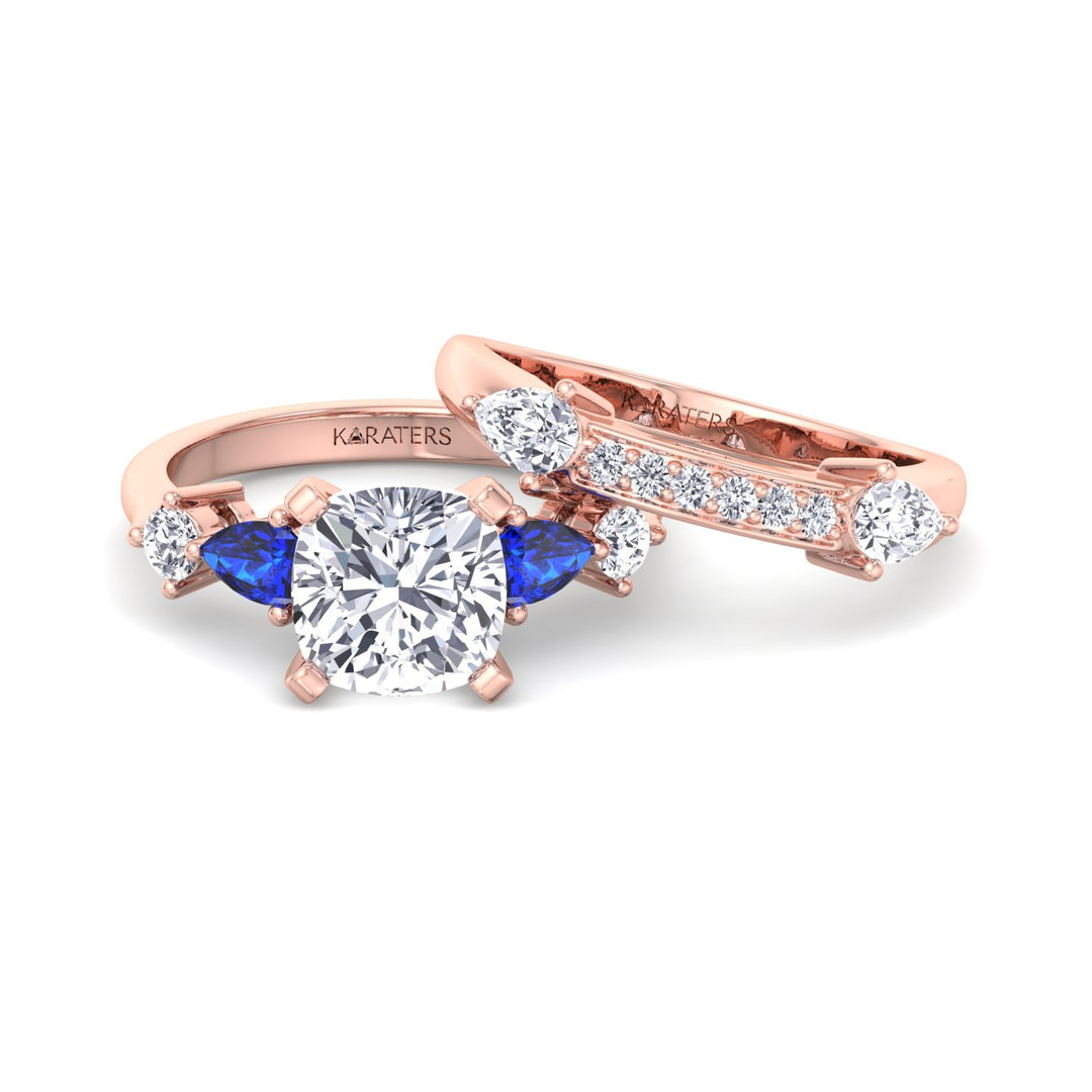 3.95CT Total Weight Multi Shape Lab Grown Diamond Wedding Set Rose Gold 14K 18K