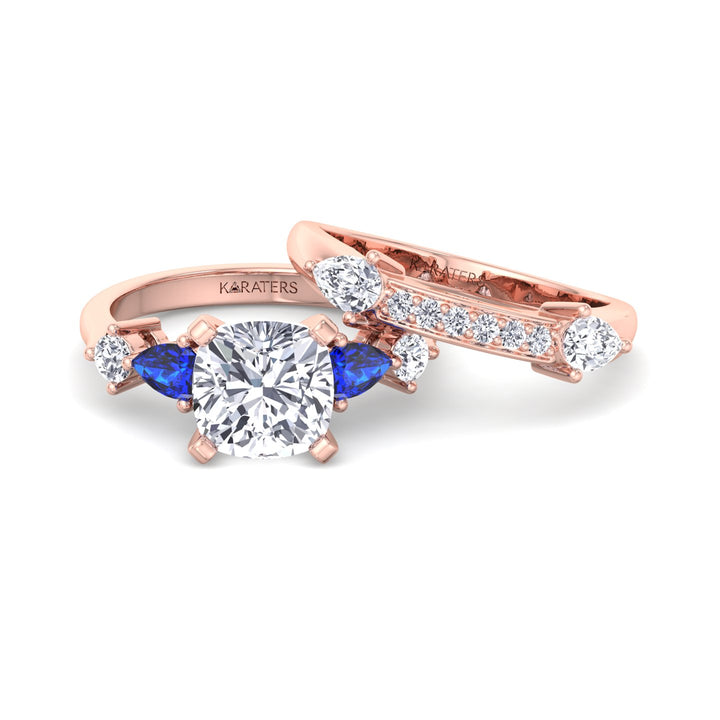 3.95CT Total Weight Multi Shape Lab Grown Diamond Wedding Set Rose Gold 14K 18K