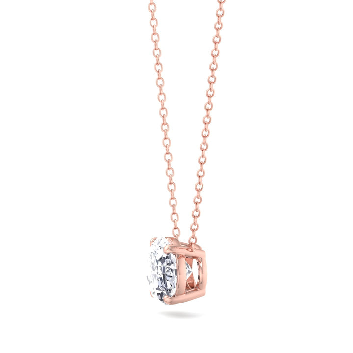 Floating Oval Shape Lab Grown Diamond Pendant-Rose Gold- 1CT-5CT