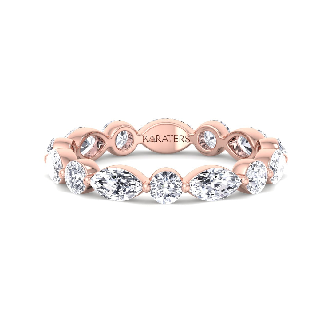 Round and Marquise Shape Lab Grown Diamond Eternity Band