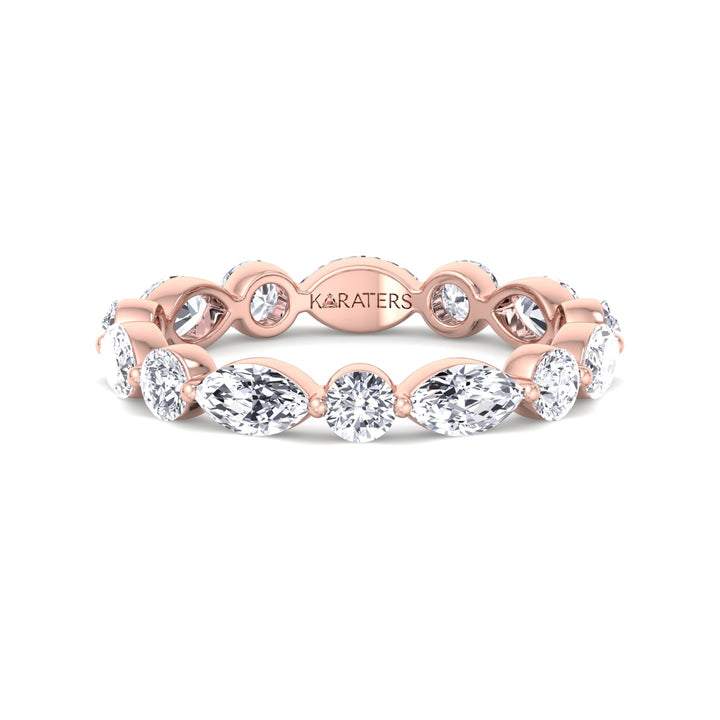 Round and Marquise Shape Lab Grown Diamond Eternity Band