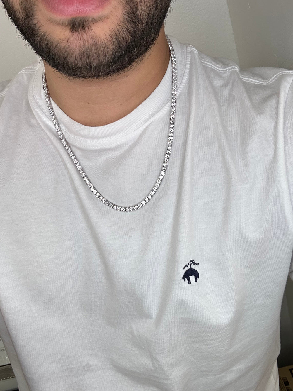 Round-cut Lab Diamond Tennis Necklace Gold