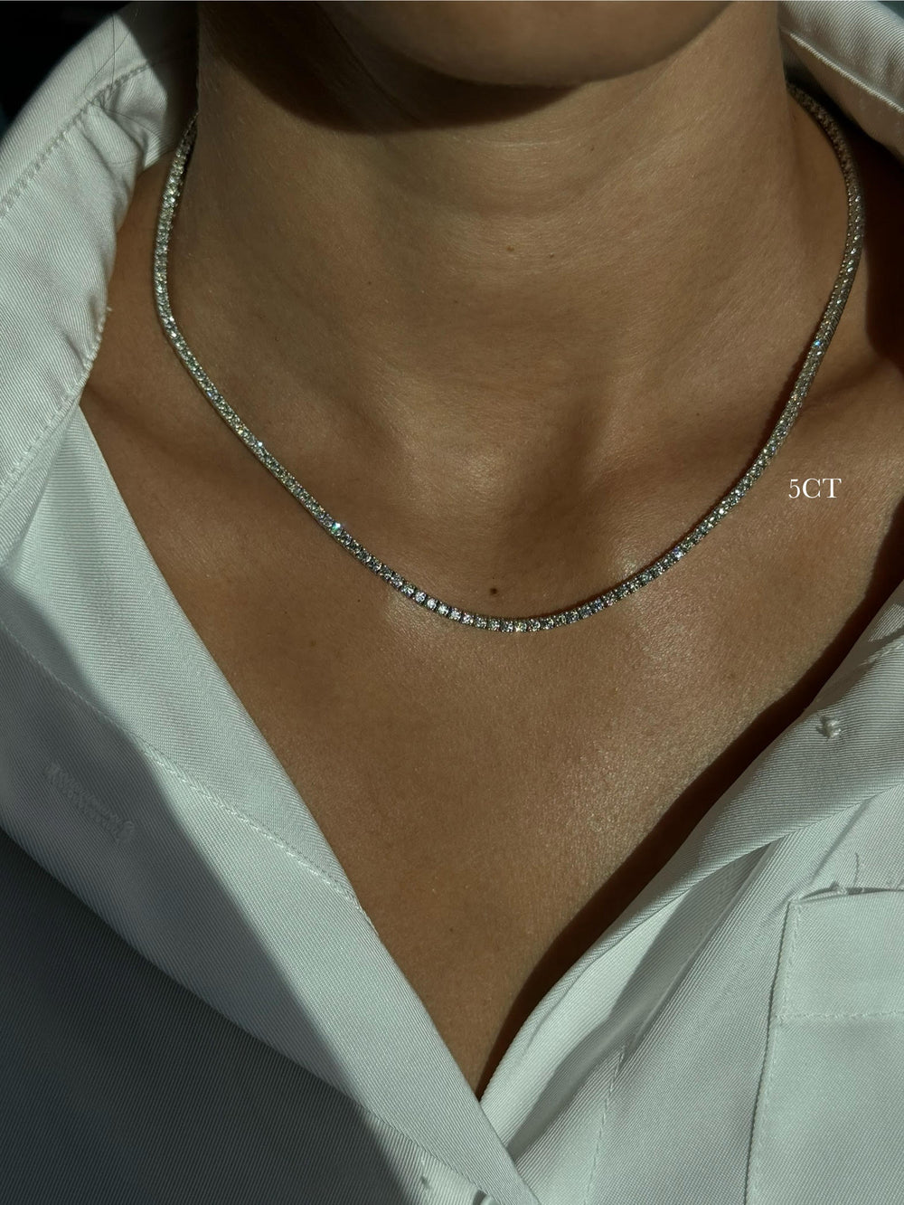 Round Cut Lab-Grown Diamond Tennis Necklace