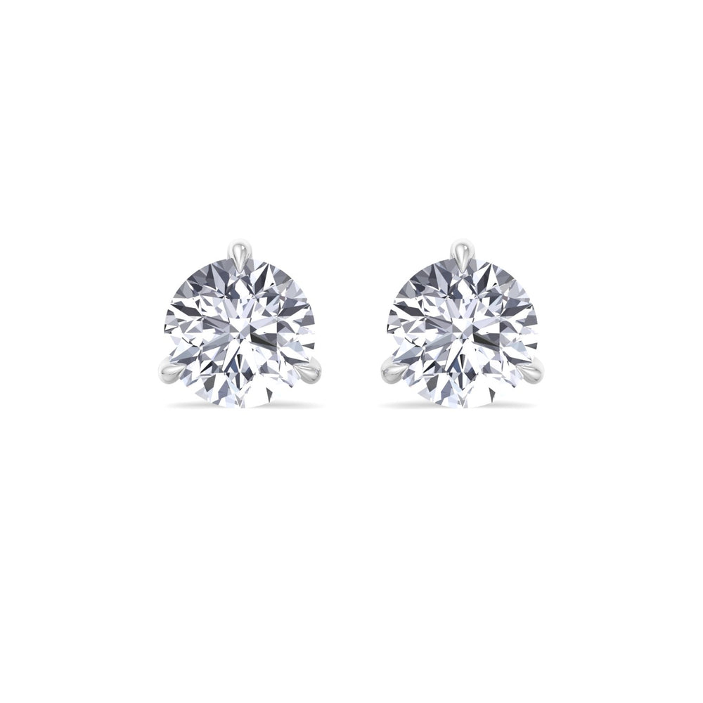 Round Martini Style Lab Diamond Studs White Gold