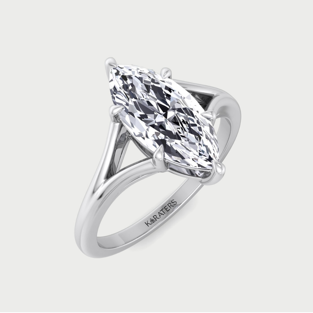 Marquise Cut Cathedral Split Shank Lab Grown  Engagement Ring-1CT-2CT-3CT-4CT-5CT-6CT-7CT-8CT-9CT-10CT-Platinum