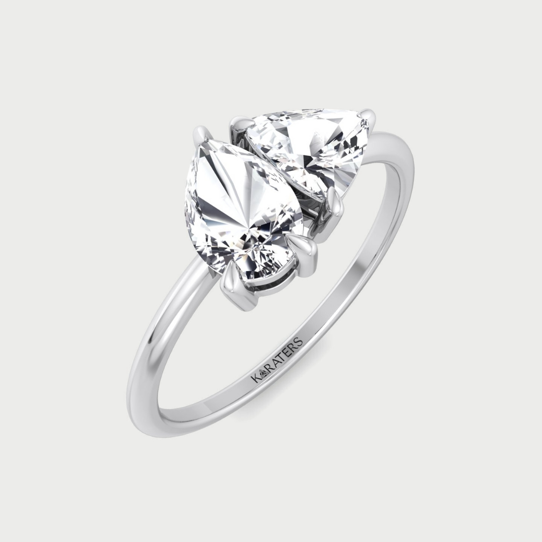 Rose-Cut Toi et Moi Pear and Trillion Shape Lab-Grown Diamond Engagement Ring