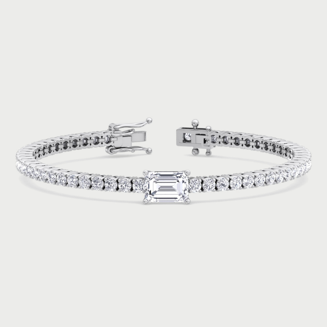 Emerald Single Station Lab-Grown Diamond Tennis Bracelet 10Ct