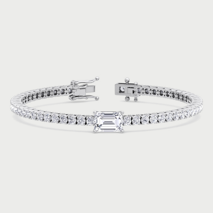 Emerald Single Station Lab-Grown Diamond Tennis Bracelet 10Ct