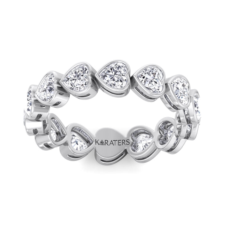 Bezel Set Heart Shape East to West Lab Grown Diamond Eternity Band