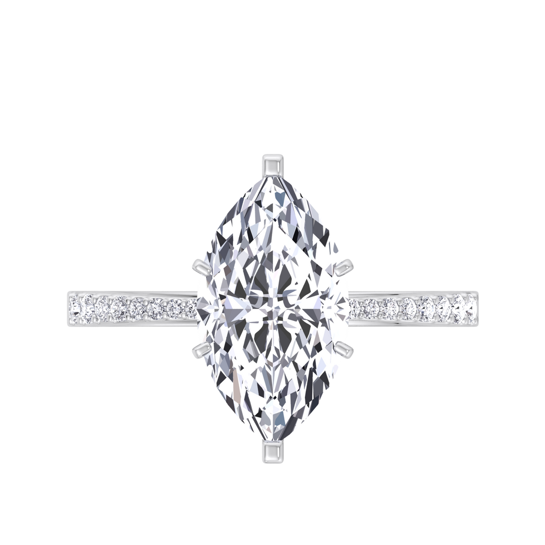 Marquise Cut Lab Grown Diamond Engagement Ring With SideStones