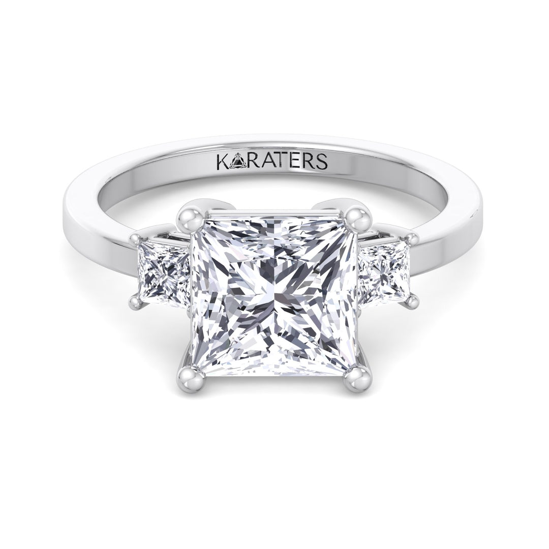 Princess Cut Lab Grown Diamond Solitaire Engagement Ring With A Halo