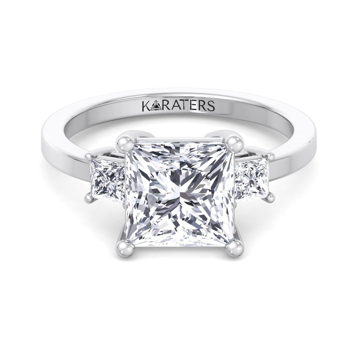 Princess Cut Lab Grown Diamond Solitaire Engagement Ring With A Halo