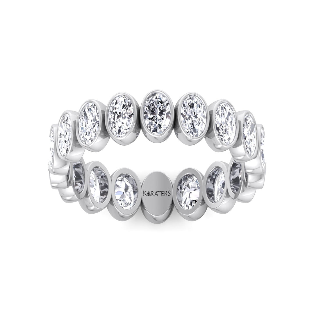 Bezel Set Oval Shape Lab Grown Diamond Eternity Band
