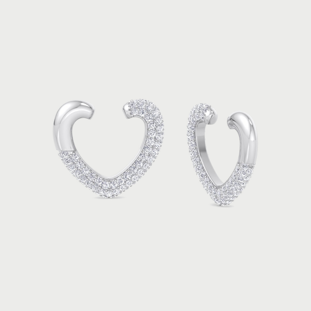 1.17CT Heart Shaped Pave Lab-Grown Diamond Ear Cuff in 14K Rose Gold