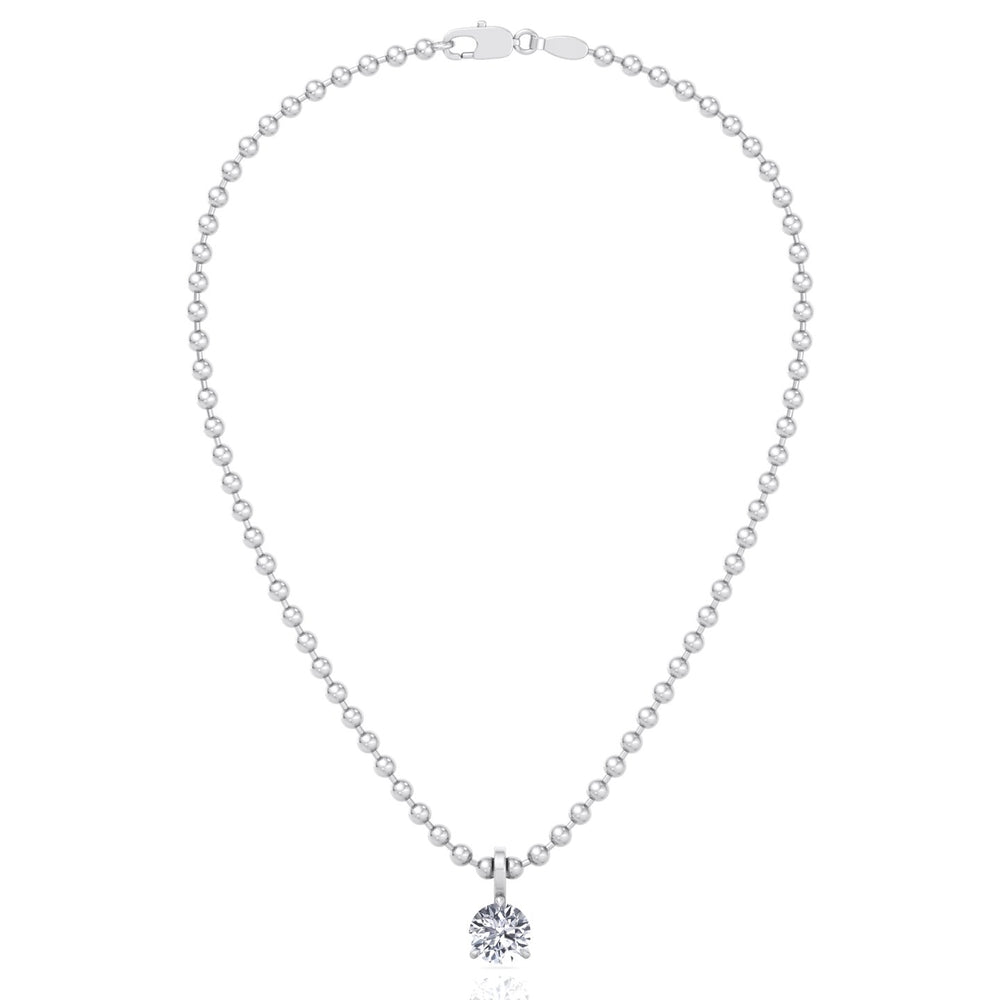 Pearl necklace with a diamond pendant on a white background