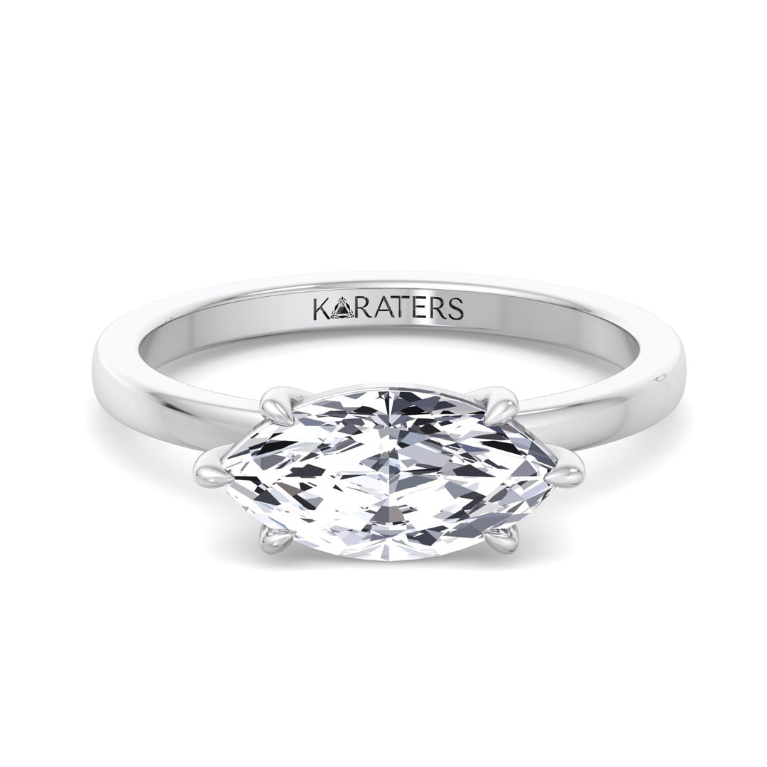 Marquise Cut Lab Grown Diamond East West Solitaire Engagement Ring