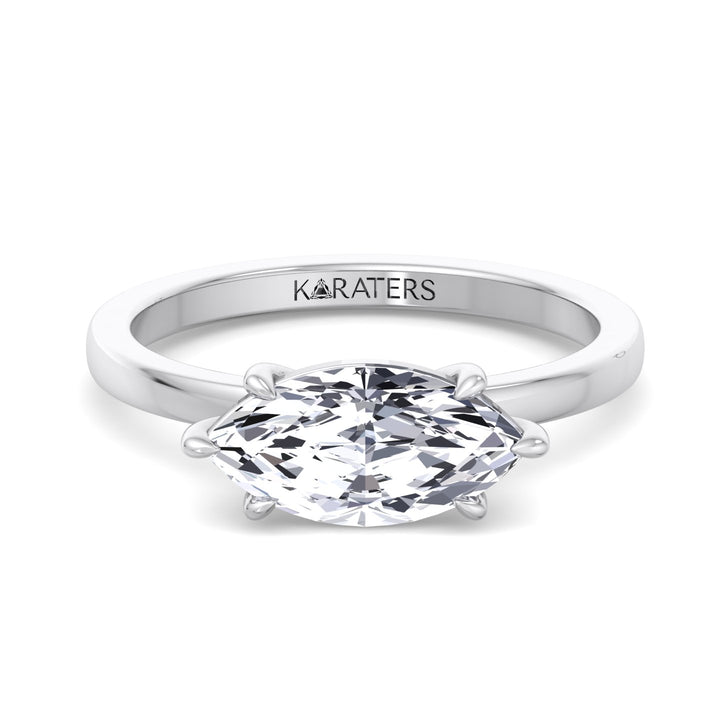 Marquise Cut Lab Grown Diamond East West Solitaire Engagement Ring