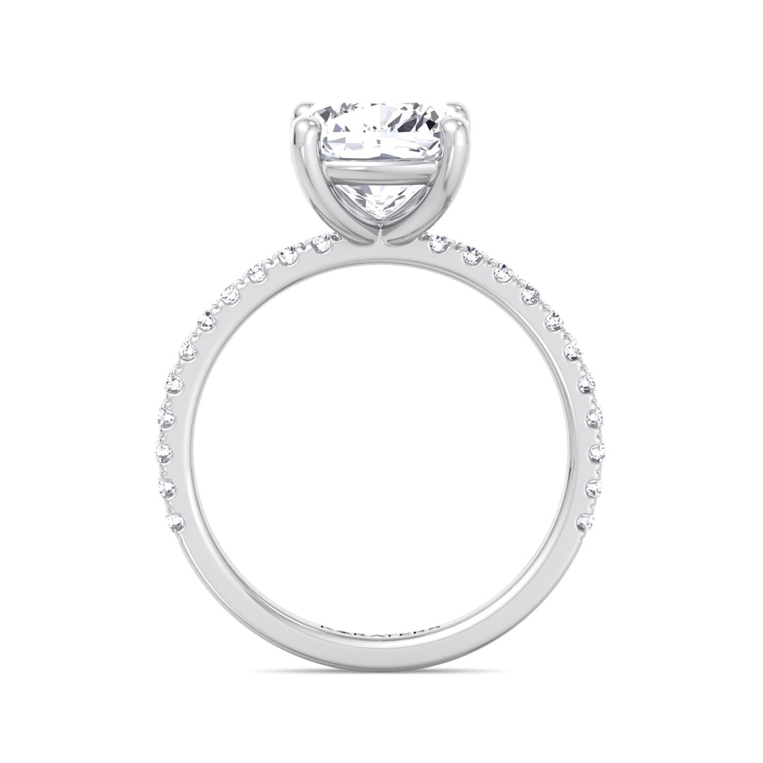 Cushion Cut Lab Grown Diamond Engagement Ring with SideStones