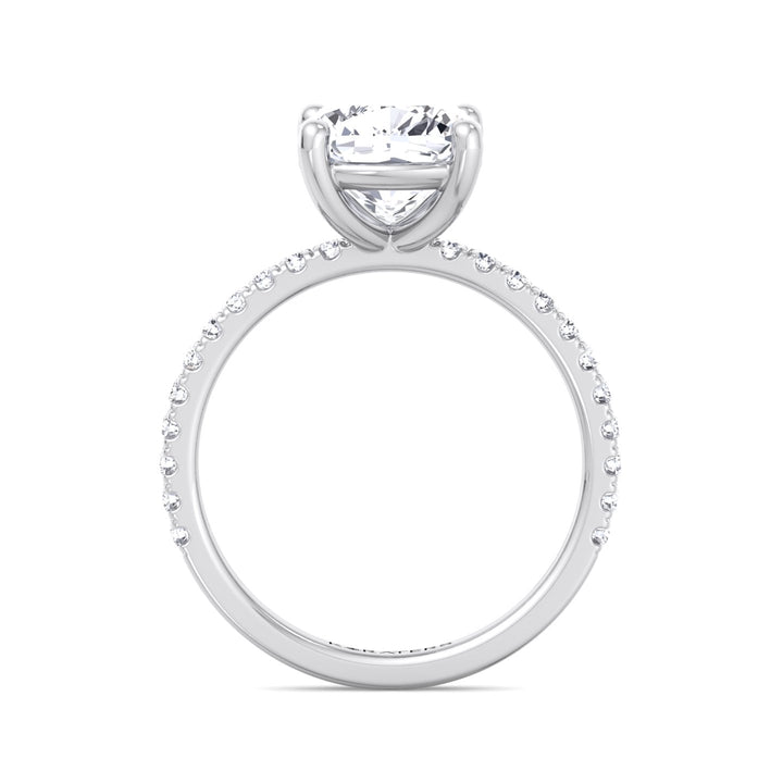 Cushion Cut Lab Grown Diamond Engagement Ring with SideStones