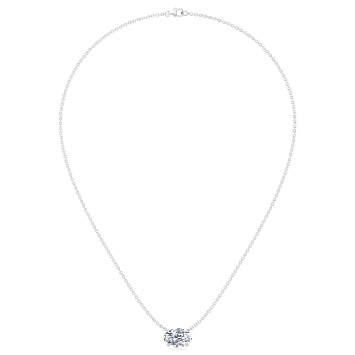 Floating Oval Shape Lab Grown Diamond Pendant-White Gold- 18K-14K-1CT-5CT