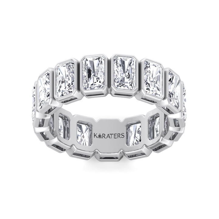 Bezel Set Radiant Shape Lab Grown Diamond Eternity Band White Gold 18K