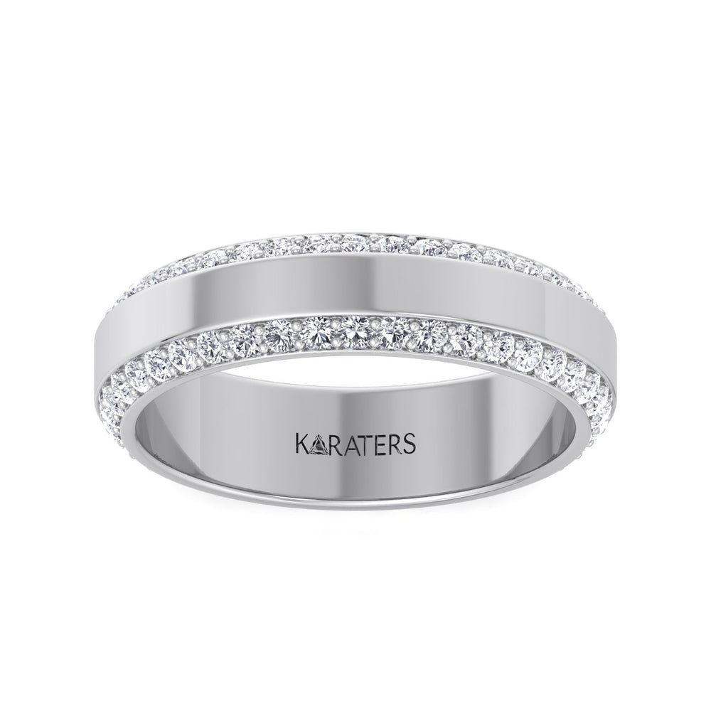 Beveled Edge Lab Grown Diamond Wedding Band Platinum