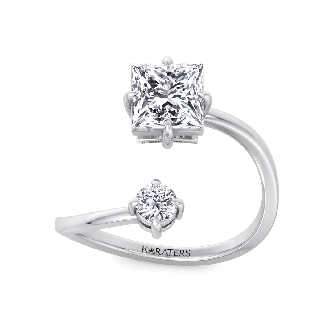 Princess & Round Shape Lab Grown Diamond Open Engagement Ring