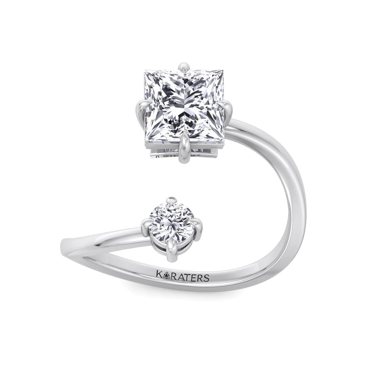 Princess & Round Shape Lab Grown Diamond Open Engagement Ring