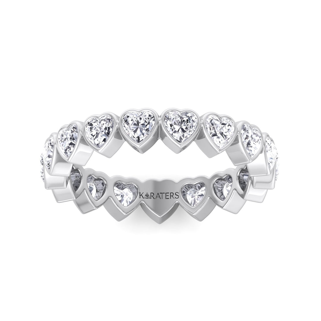 Bezel Set Heart Shape Lab Grown Diamond Eternity Band