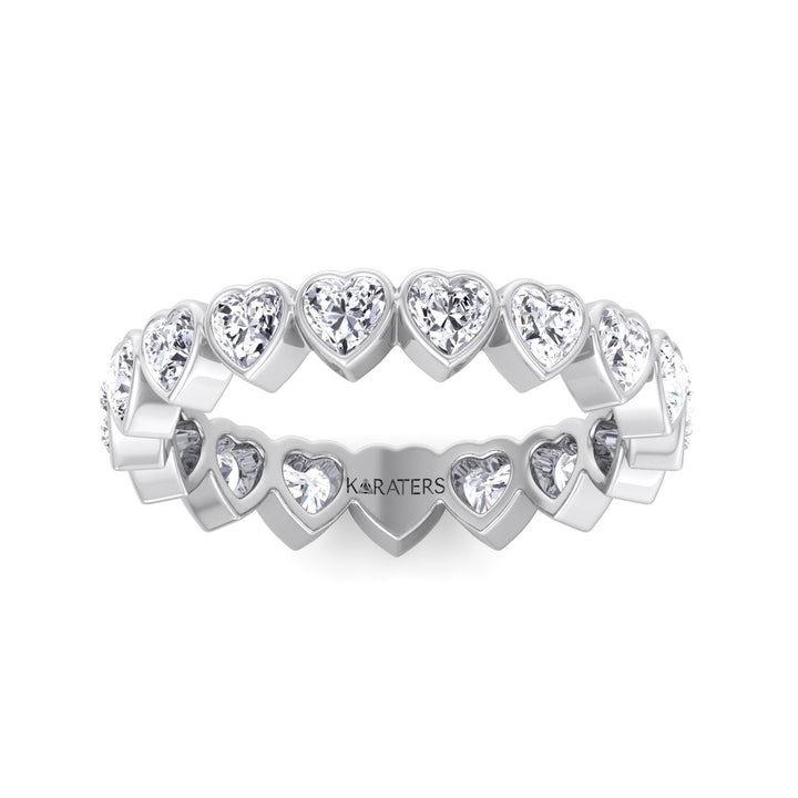 Bezel Set Heart Shape Lab Grown Diamond Eternity Band