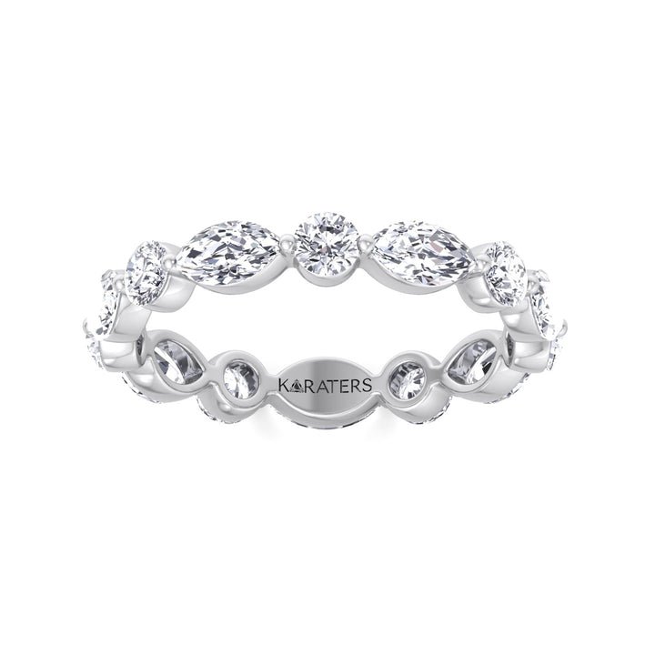 Round and Marquise Shape Lab Grown Diamond Eternity Band
