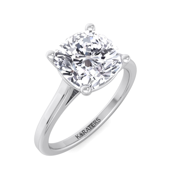 Cushion Cut Solitaire Lab Grown Diamond Engagement Ring