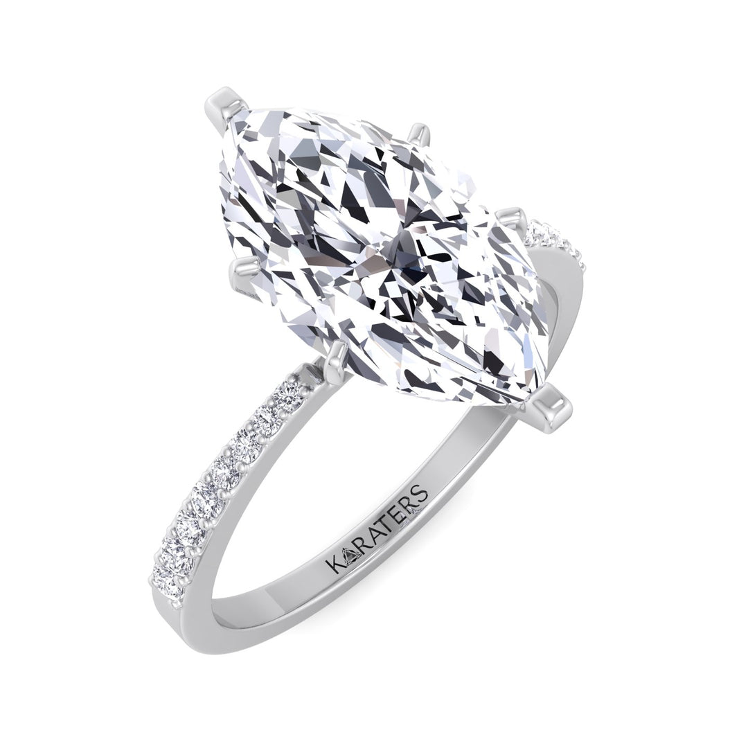 Marquise Cut Lab Grown Diamond Engagement Ring With SideStones