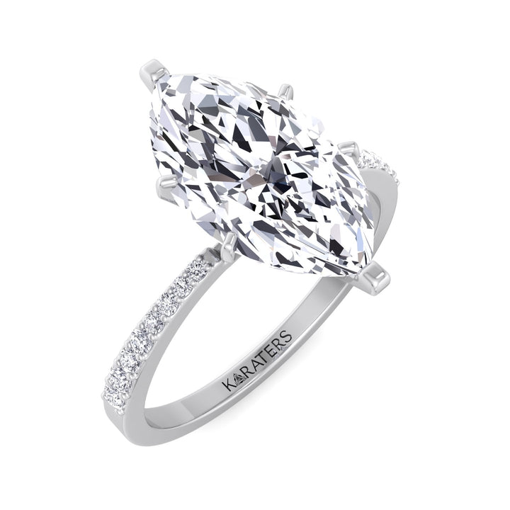 Marquise Cut Lab Grown Diamond Engagement Ring With SideStones