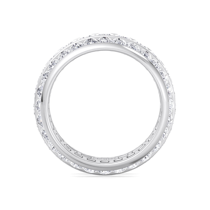 3 Row Channel Set Princess And Round Cut Lab Grown Diamond Eternity Band -  White - 14K