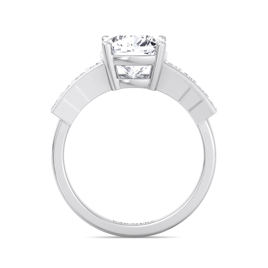 Cushion Cut Lab Grown Diamond Engagement Ring with SideStones