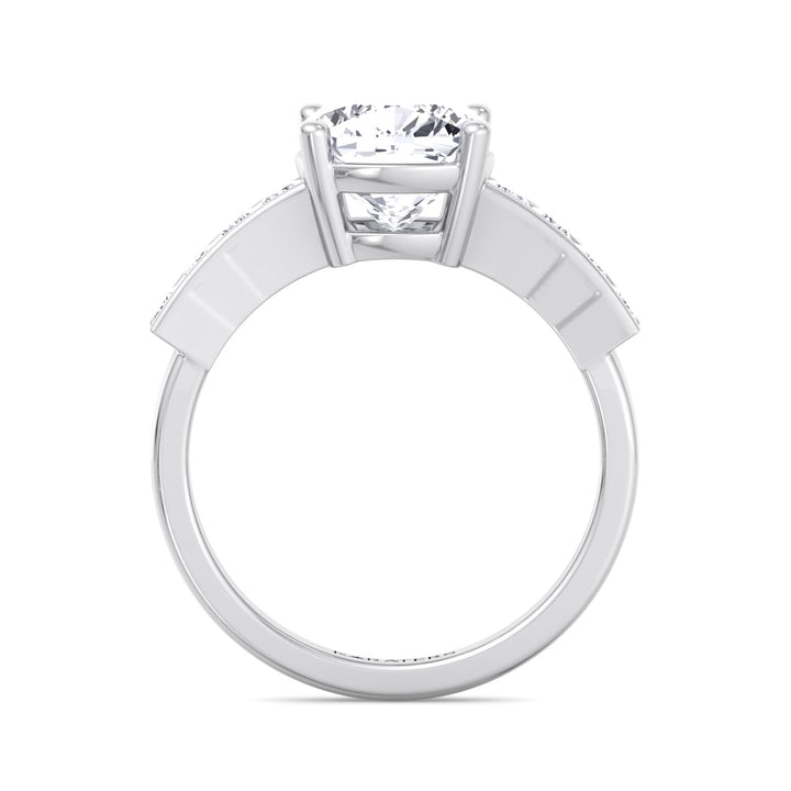 Cushion Cut Lab Grown Diamond Engagement Ring with SideStones