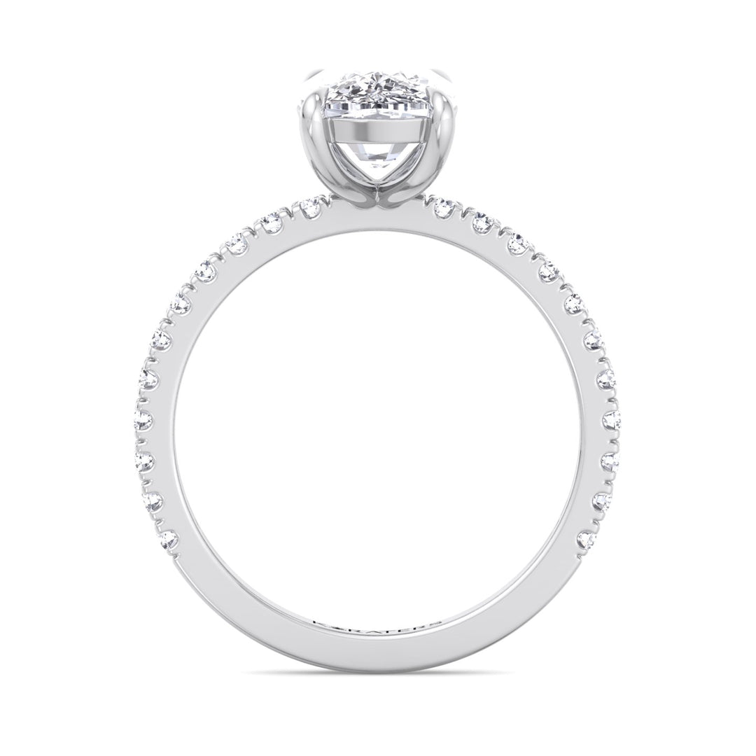 Elongated Cushion Cut Lab Grown Diamond Engagement Ring with Sidestones