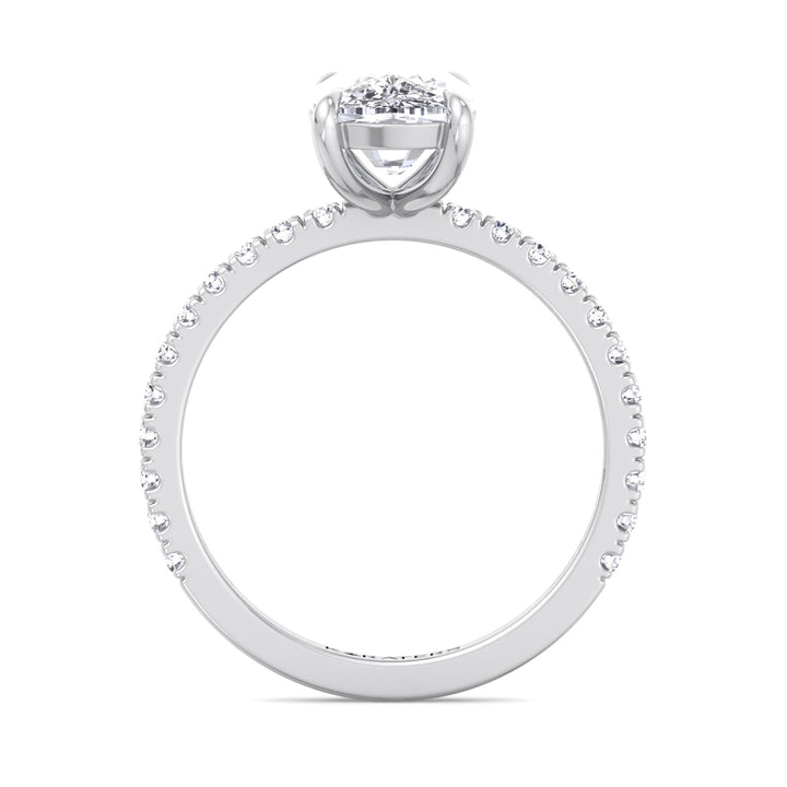 Elongated Cushion Cut Lab Grown Diamond Engagement Ring with Sidestones
