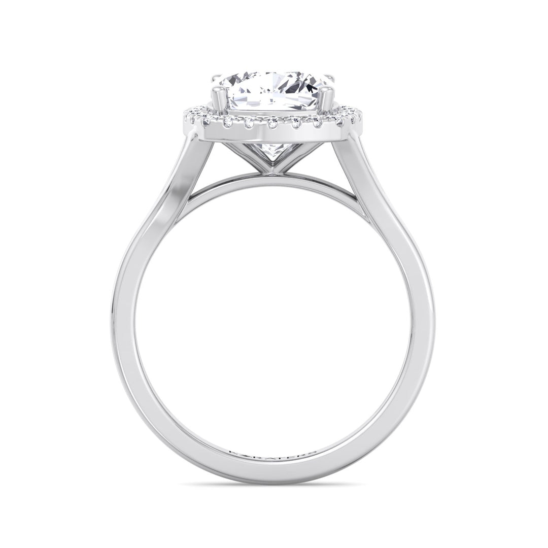 Cushion Cut Lab Grown Diamond Solitaire Engagement Ring With Halo