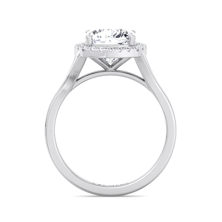 Cushion Cut Lab Grown Diamond Solitaire Engagement Ring With Halo